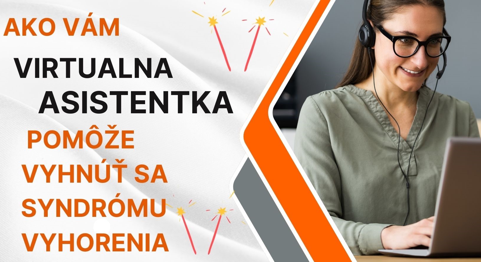 White And Orange Modern Virtual Assistant Service Facebook Cover - 1